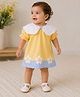 My Milestones 100% Cotton Knit Half Sleeves Daisy Embroidered Dress - Yellow