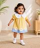 My Milestones 100% Cotton Knit Half Sleeves Daisy Embroidered Dress - Yellow