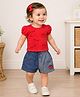 My Milestones 100% Cotton Knit Half Sleeves Bow Applique Detailed Top & Shorts Sets - Multi Colour