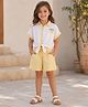 My Milestones 100% Cotton Woven Amalfi Coast Text Printed Top & Shorts Sets - White & Yellow