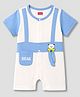 Babyhug 100% Cotton Single Jersey Knit Half Sleeves Romper With Bear Print & Applique - Multicolor