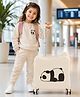 Kids Ride-On Trolley Luggage Bag 20 Inch - White| Lightweight Durable Travel Suitcase| Carry-On Cabin Size| 4-Wheel Spinner| 3 Digit Number Lock| Telescopic Handle| School & Travel Use