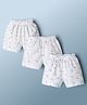 Simply Sinker Knit Knee Length Dino Bear & Space Theme Printed Shorts Pack Of 3 - White