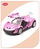 Aditi Toys Premium Metal Die-Cast Sports Racer Car, Metal Car with Realistic Engine Sound, LED Lights, Open & Close Doors, Pull Back Car Zinc Alloy for Kids, BIS Approved - Pink