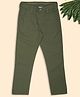 Pantaloons Junior Cotton Spandex Woven Solid Pants - Olive Green