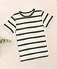 Pantaloons Junior Cotton Knit  Half Sleeves Striped Tee - Olive Green