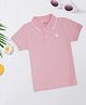 Pantaloons Junior Cotton Knit  Half Sleeves Dinosaur Printed  Polo Tee - Light Pink