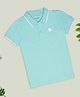 Pantaloons Junior Cotton Knit  Half Sleeves Dinosaur Printed  Polo Tee - Aqua Blue