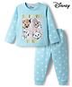 Babyoye Disney Single Jersey Knit Full Sleeves T-Shirt & Pyjama Night Suit with Disney Characters Graphics - Blue