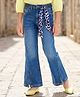 Arias By Lara Dutta Cotton   Woven Denim Full Length Wide Leg Jeans With Scarf At Loop - Blue
