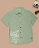 Pantaloons Junior Cotton Woven Half Sleeves Leaves Printed Shirt - Green