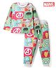 Babyoye Marvel Single Jersey Knit Full Sleeves Co-Ords Avengers Printed T-Shirt & Pyjama Night Suit - Multicolour