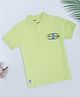 Pantaloons Junior Cotton Knit Half Sleeves Racing Speed Text  Printed Polo Tee - Light Green