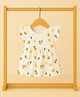 Mom's Home Organic Cotton Knit Cap Sleeves Lemon Printed Dress - White & Yellow