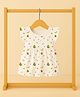 Mom's Home Organic Cotton Knit Cap Sleeves Avocado Printed Dress - White & Green