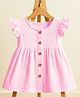 Mom's Home Organic Cotton Knit Frill Sleeves Solid Dress - Pink