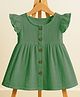 Mom's Home Organic Cotton Knit Frill Sleeves Solid Dress - Green