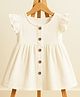 Mom's Home Organic Cotton Knit Frill Sleeves Solid Dress - White