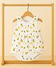 Mom's Home Organic Cotton Knit Sleeveless Lemon Printed Dress Style Onesie - White & Lemon