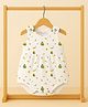 Mom's Home Organic Cotton Knit Sleeveless Avocado Printed Dress Style Onesie - White