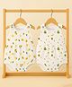 Mom's Home Organic Cotton Knit Pack Of 2 Sleeveless Avocado & Lemon Printed Dress Style Onesie - White