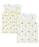 Mom's Home Organic Cotton Knit Pack Of 2 Sleeveless Avocado & Lemon Printed Vests - White