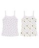 Mom's Home Organic Cotton Knit Pack Of 2  Sleeveless Avocado & Hearts Printed Camisole - White