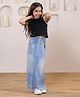Shorgul Cotton Knit Sleeveless Solid Top & Skirt Set - Black