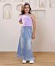 Shorgul Cotton Knit Sleeveless Solid Ribbed Top & Skirt Set - Purple