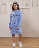 Shorgul Cotton Denim Full Sleeves Solid Shirt Style Dress - Blue