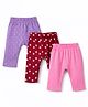 Babyhug Interlock Knit Full Length Star Floral & Polka Dots Printed Diaper Leggings Pack Of 3 - Multicolor