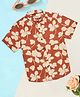 Pantaloons Junior Cotton Flax Woven Half Sleeves Floral Printed Shirt - Brown