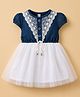 Enfance Core Cotton Mixes Knit Cap Sleeves Laced Knee Length Dress White 6-12 Months