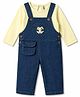 Enfance Core Cotton Woven Three Forth Sleeves Tee & Dungree With Animal Applique   - Yellow