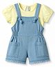 Enfance Core Woven Half Sleeves Tee With Knee Length Dungaree - Lemon Yellow