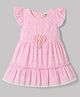 Enfance Core Cotton Woven Half Sleeves Floral Schiffli Embroidered Dress Pink 6-12 Months