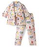 Enfance Core Cotton Knit To Woven Co-Ords Full Sleeves Jacket Top & Pant Set With Tropical Theme Print - Green
