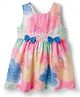 Enfance Core Cotton Woven Sleeveless Floral Printed Frock With Lace Detailing & Bow Applique - Pink