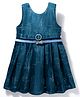 Enfance Core Cotton Woven Sleeveless Lines Printed Dress Teal Blue 3-6 Months