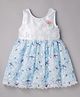 Enfance Core Cotton Woven Sleeveless Flower Embroidered Frock With Corsage - Light Blue
