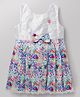 Enfance Core Cotton Woven Sleeveless Flower Print Frock With Bow Applique - Pink