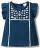 Babyhug Cotton Woven Frill Sleeves Top with Floral Embroidery Multi Color 12-18 Months