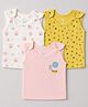 OHMS Single Jersey Knit Sleeveless Jhablas with Sea Life & Tropical Print Pack Of 3 - Yellow White & PInk