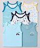 OHMS Single Jersey Knit Sleeveless Striped Jhablas with Nautical & Animal Print Pack Of 5 - Blue & White