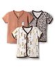 OHMS Single Jersey Knit Half Sleeves Jhablas With Snowman & Bear Print Pack of 3 - Multicolor