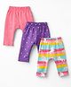 Babyhug Interlock Knit Full Length Hearts Star & Unicorn Theme Printed Diaper Leggings Pack Of 3 - Multi Color