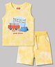 Babyhug Single Jersey Knit Sleeveless Tank T-Shirt & Shorts Set With Tie & Dye Effect & Van Print - Yellow