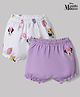 Babyhug Disney Single Jersey Knit Bloomer With Minnie Mouse Graphic Pack of 2 - White & Lilac