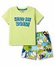 Babyhug Single Jersey Knit Half Sleeves T-Shirt & Shorts Set With Suspender & Dino Print - Green