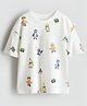 Googo Gaaga Cotton Knit Half Sleeves Shark & Banana Printed Tee - White